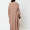 Beautiful beige abaya and burnt orange headscarf, perfect for modest fashion and special occasions.