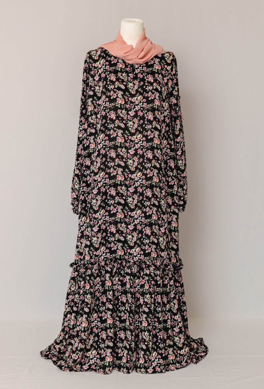 Rosy Night Floral Ruffle Dress Set