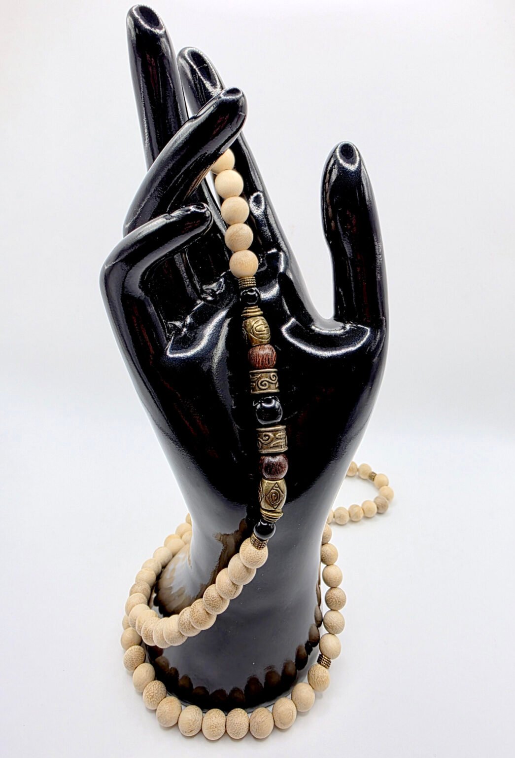 Real Cinnamon Wood Misbaha w/ Onyx (& Sandalwood)