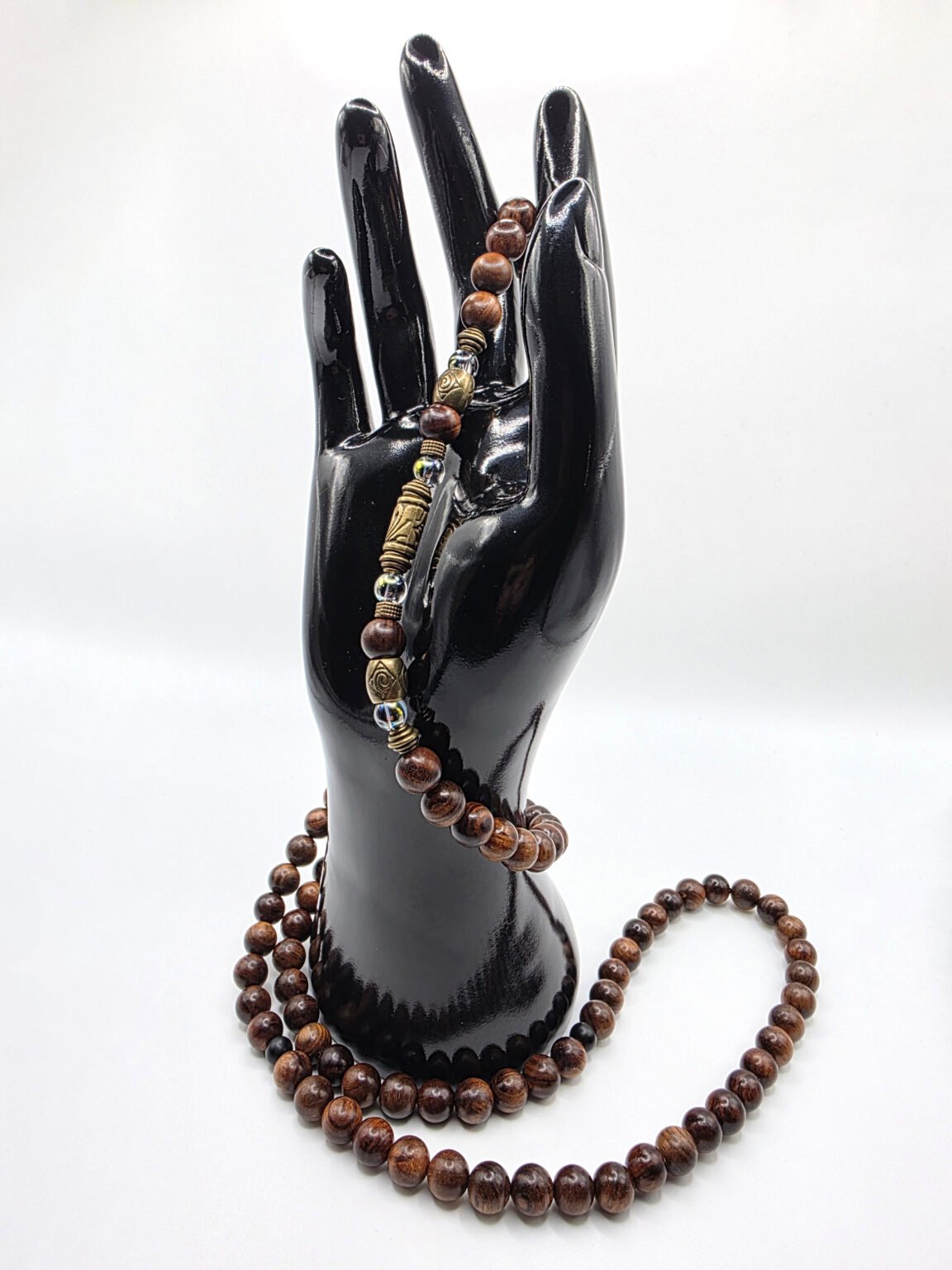 Real Sandalwood Misbaha w/ Bronze and Glass Crown