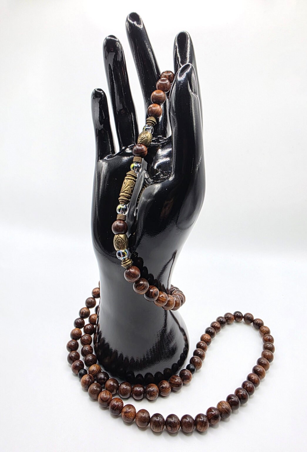 Real Sandalwood Misbaha w/ Bronze and Glass Crown