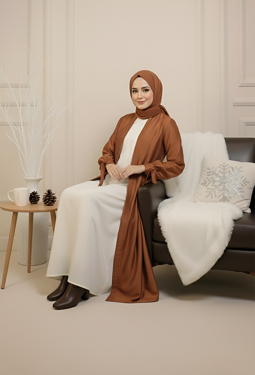 Modest fashion, hijab styling, elegant abaya, women’s fashion, Umeed Designs.