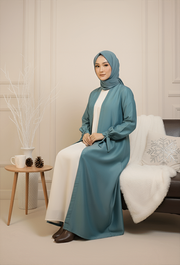 Beautiful modest fashion with hijab and long dress from Umeed Designs.