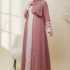 Stylish pink hijab and abaya for women, perfect modest fashion, contemporary Muslim apparel, Umeed Designs.