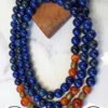 Blue beaded jewelry with orange and gold accents, handcrafted by Umeed Designs in Canada.