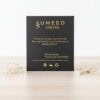 Umeed Designs thank you card with gold accents and minimalist style.