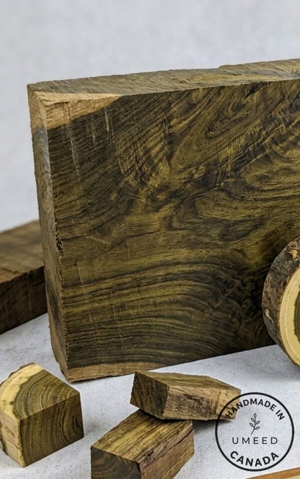 Handcrafted wooden furniture with natural finish from Umeed Designs.