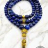 Elegant blue lapis lazuli beaded necklace with gold accents from Umeed Designs.