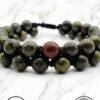 Handmade beaded bracelet with green and brown stones from Umeed Designs.
